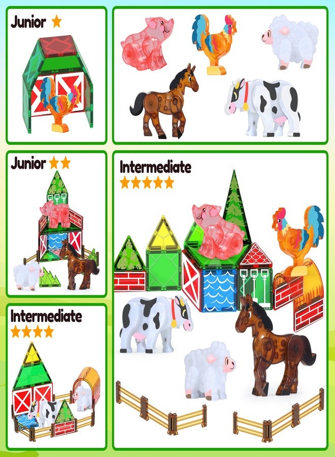 Oriate Farm Animals Magnetic Tiles, Movable Joint Farming Animals Magnetic Building Blocks Magnet Tiles Set, Educational Construction Travel Toy - Image 4